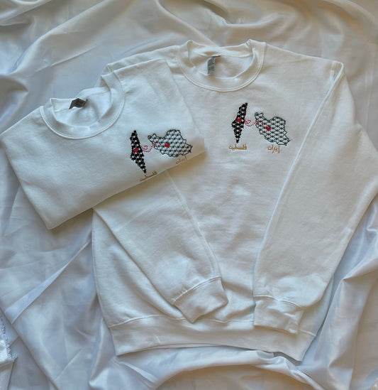 Palestine and Iran Cross Stitch Sweatshirt | T Shirt